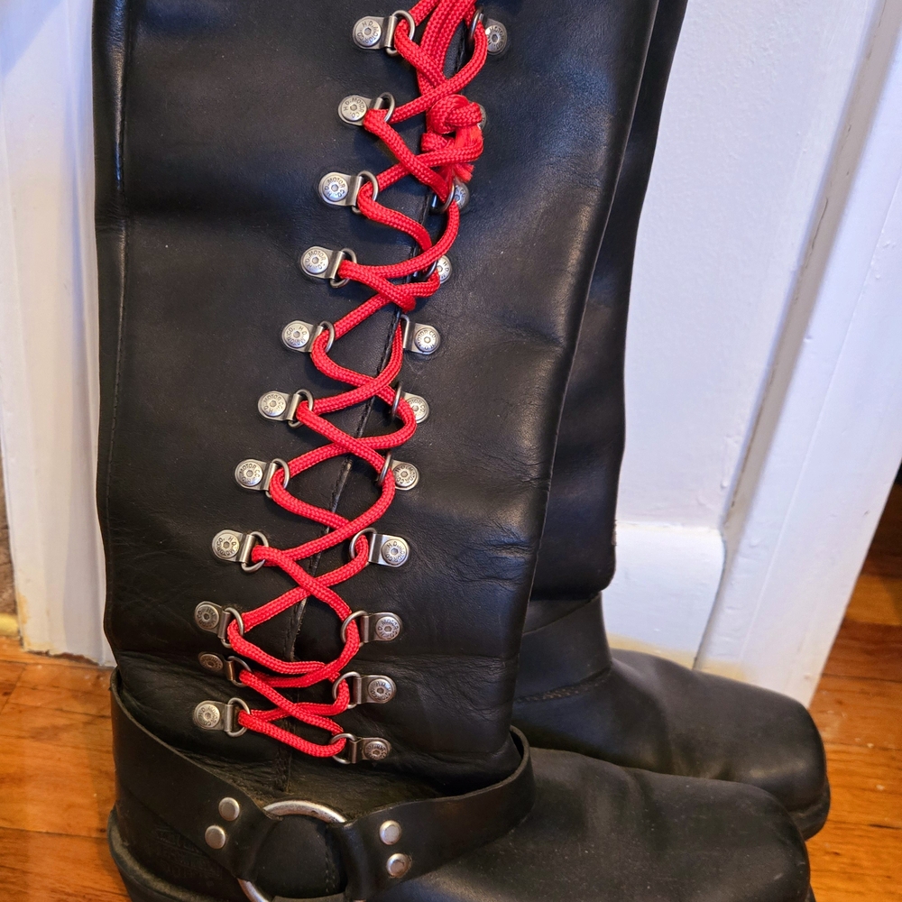Harley Davidson Black Boots with Red Laces